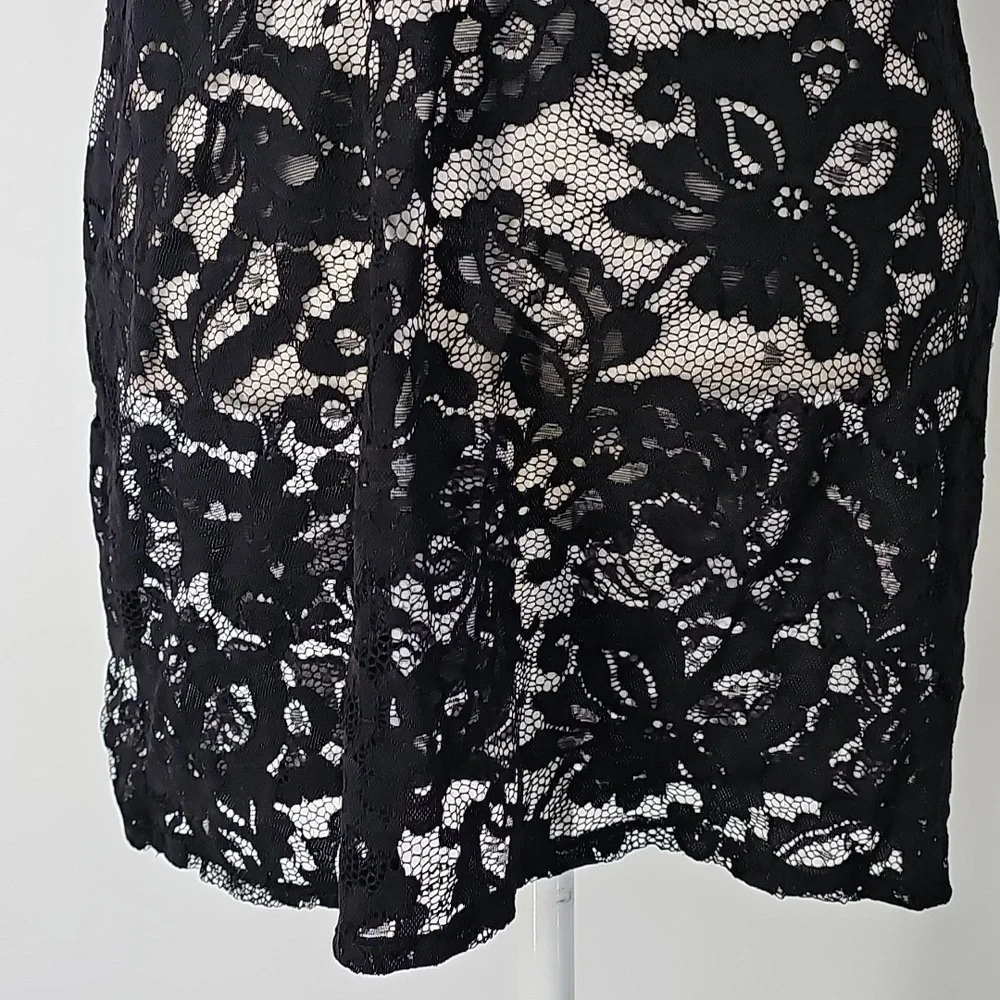 Sheer Black Lace Mini‎ Deep Vneck Nightgown w Crystal Embellishments Whimsigoth